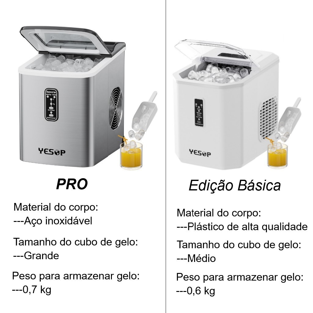 YESOP Máquina De Gelo Portátil Preto 12kg/dia 127V Produção Rápida Turbo Ice Para Casa E Bar - 10