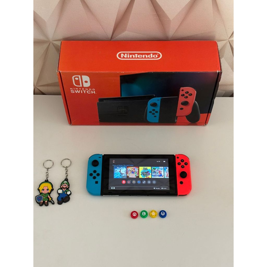  SWITCH DESBLOQUEADO + 10 JOGOS DA SUA ESCOLHA COM CARTÃO DE MEMORIA 128 GB
                    